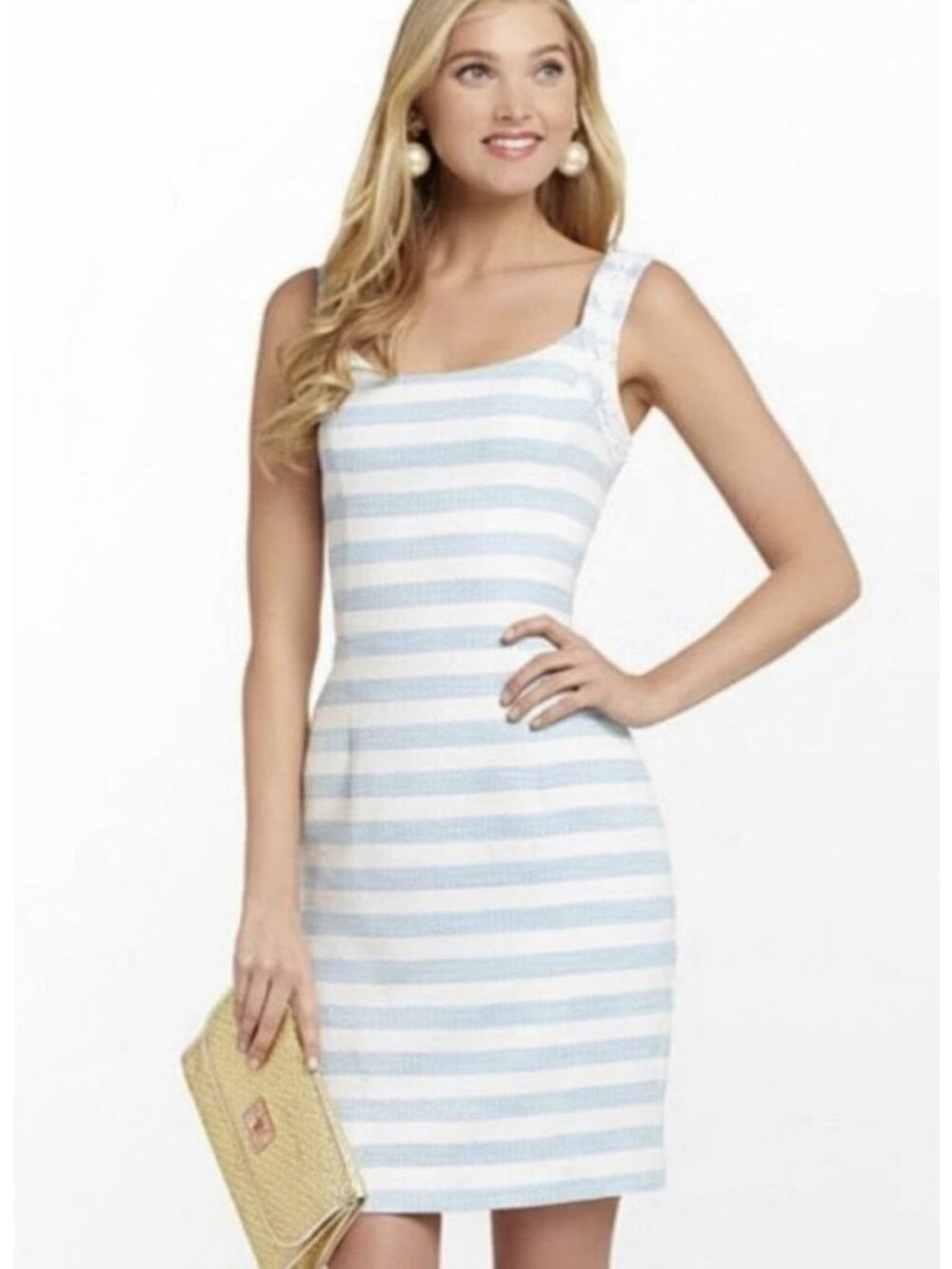 LILLY PULITZER Nienie Tweed Boucle Stripe Sheath Dress Size 14